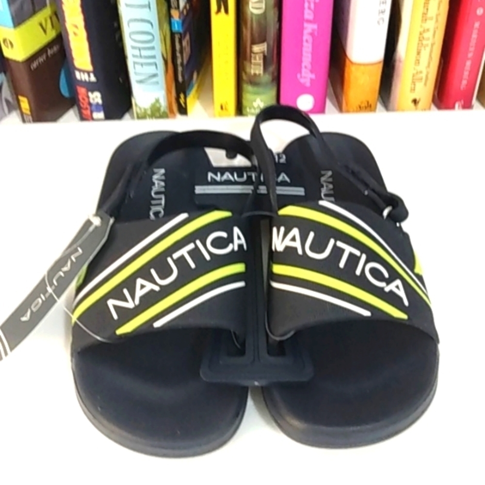 NAUTICA BOYS NAVY WHITE LIME SANDALS SIZE 12 TODDLER